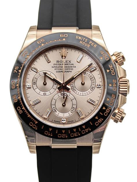 rolex daytona rose gold black bezel|Rolex daytona platinum baguette diamond.